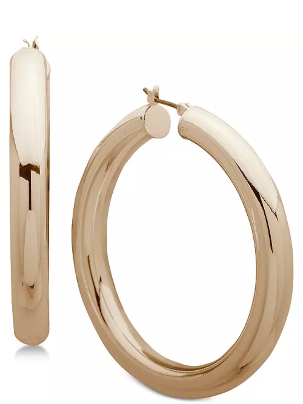 Classic Gold-Tone Thick Hoop Earrings